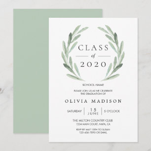 Grüne Olive Branch Wreath Graduation Party Einladung