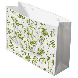 Grüne Olive Moderne Monogramm Name Schrift Wasserf Große Geschenktüte