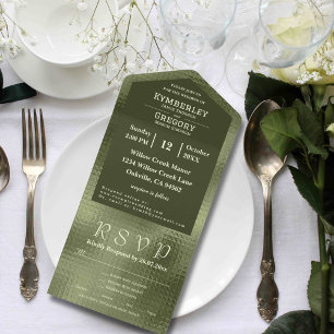 Grüne Olive Sage Shimmer Hintergrund All In One Einladung