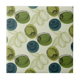 Grüne Olive Sketch Zeichnend Musterküche Fliese