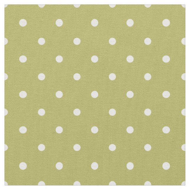 Grüne Olive-Stoffe mit weißen Polka-Punktplatten Stoff (Nahaufnahme)
