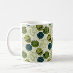 Grüne Oliven-Skizzen-Zeichnungsmuster Küche Kaffeetasse