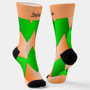 Grüne Orange Art Deco Socken