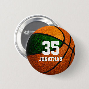 Grüne Orange Basketballmannschaft Farben Button