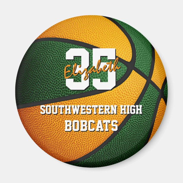 Grüne Orange Basketballmannschaft Magnet (Vorne)