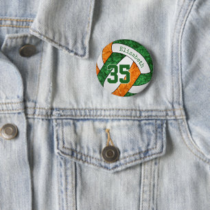 Grüne Orange Girl Volleyball Team Farben Geschenke Button