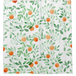 Grüne Orange Mandarine Provence Wasserfarbe Duschvorhang