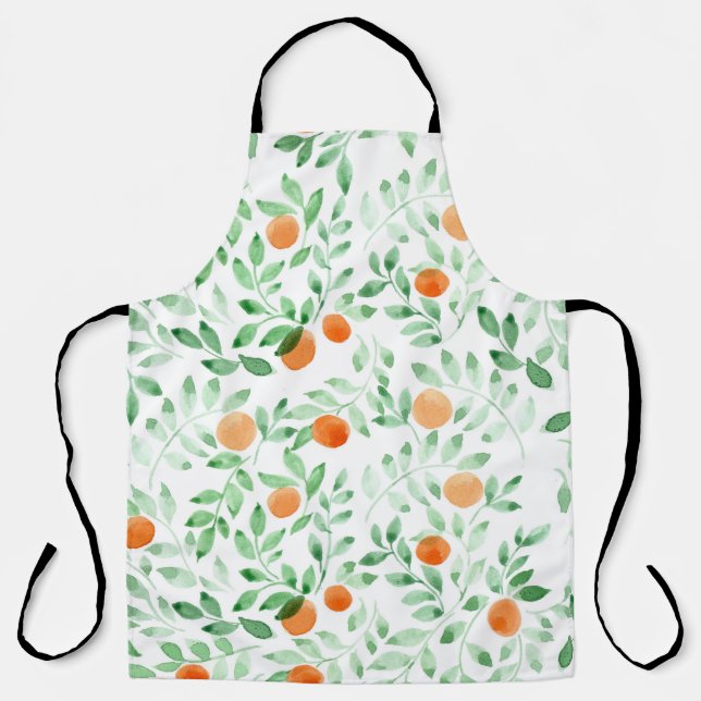 Grüne Orange Mandarine Provence Wasserfarbe Schürze (Vorderseite)