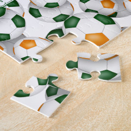 Grüne Orange Mannschaft Farben Jungs Fußball Puzzle