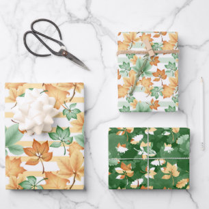 GRÜNE ORANGE TAN FALL AUTUMN GESCHENKPAPIER SET