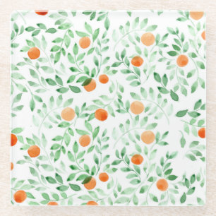 Grüne Orange Tangerine Provence Aquarell Glasuntersetzer