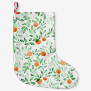 Grüne Orange Tangerine Provence Aquarell Kleiner Weihnachtsstrumpf
