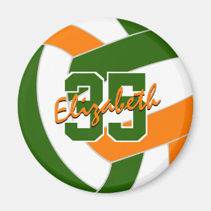 grüne orange Volleyball-Mannschaftsfarben Geschenk Magnet