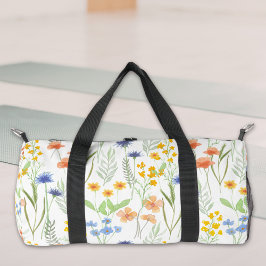 Grüne Orange Wasserfarbe Wildblume Duffle Bag