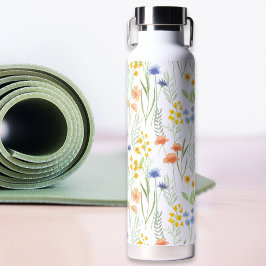 Grüne Orange Wasserfarbe Wildblume Trinkflasche