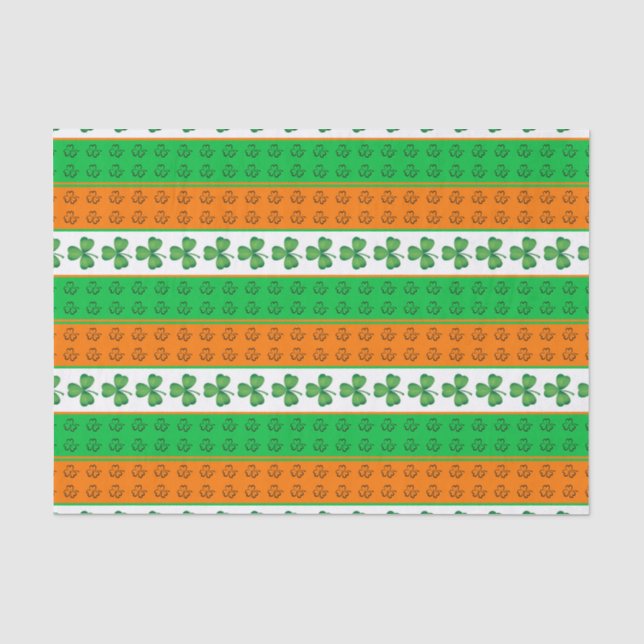 GRÜNE ORANGE WHITE ROWS OF IRISH KLEEBLATTS SEIDENPAPIER (Vorderseite)
