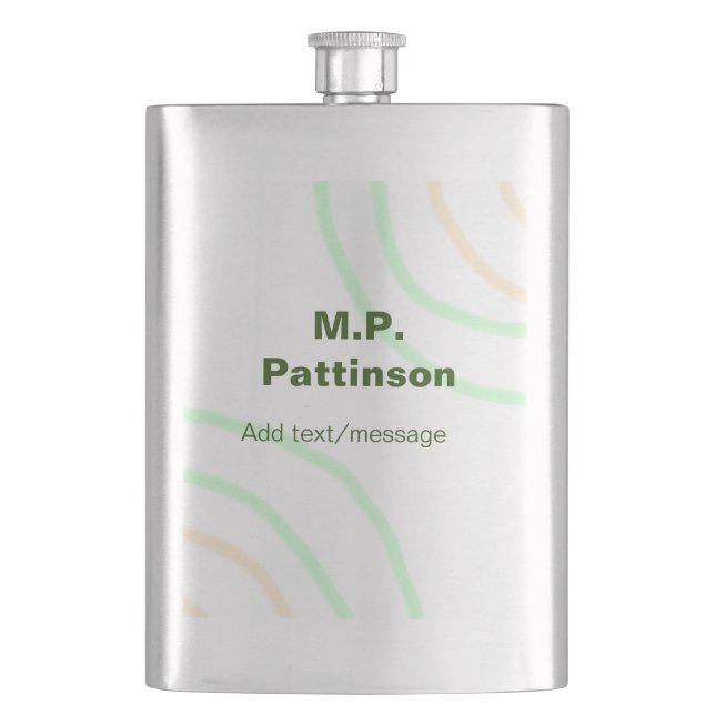 Grüne orangefarbene Streifen fügen eine einfache N Flachmann (Vorderseite)