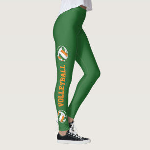 grüne orangefarbene Volleybällchen mit Text nach o Leggings