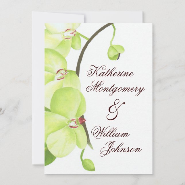 Grüne orchide Hochzeit Einladung (Vorderseite)