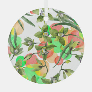 Grüne Orchideen: Florales Nahtlosmuster im Wasserf Ornament Aus Glas