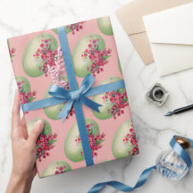 Grüne Ostereier auf rosa Wrapping Paper