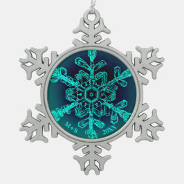 Grüne Paare - Erstbezug & Jahr Schneeflocken Schneeflocken Zinn-Ornament