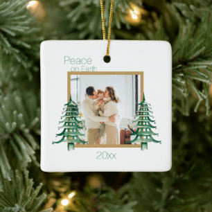Grüne Pagode Weihnachtsbäume 2Foto Weltfrieden Keramikornament