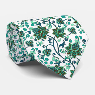 Grüne Paisley-Blumen  Krawatte