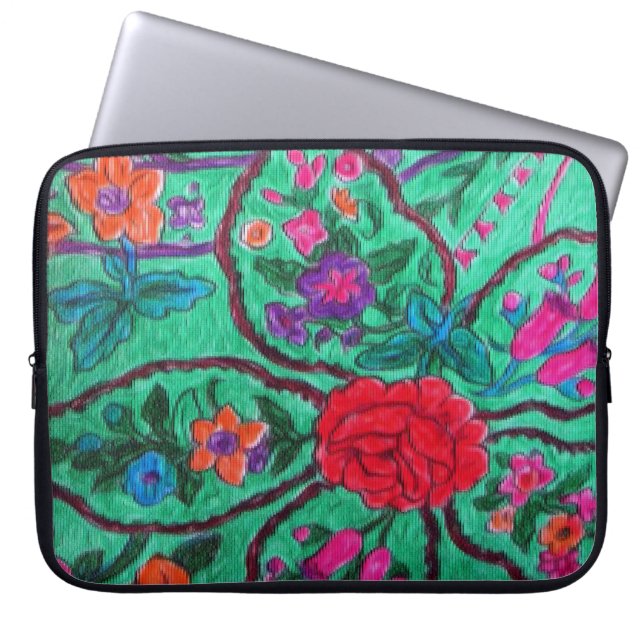 Grüne Paisley-Laptophülse Laptopschutzhülle (Vorderseite)