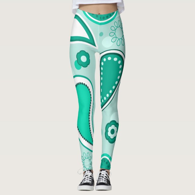 grüne Paisley-Leggings Leggings (Vorderseite)