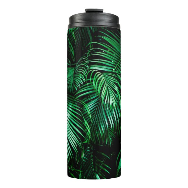 Grüne Palmblätter Thermosbecher (Vorderseite)