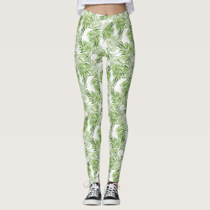 Grüne Palmen Blätter. Farbmuster Leggings