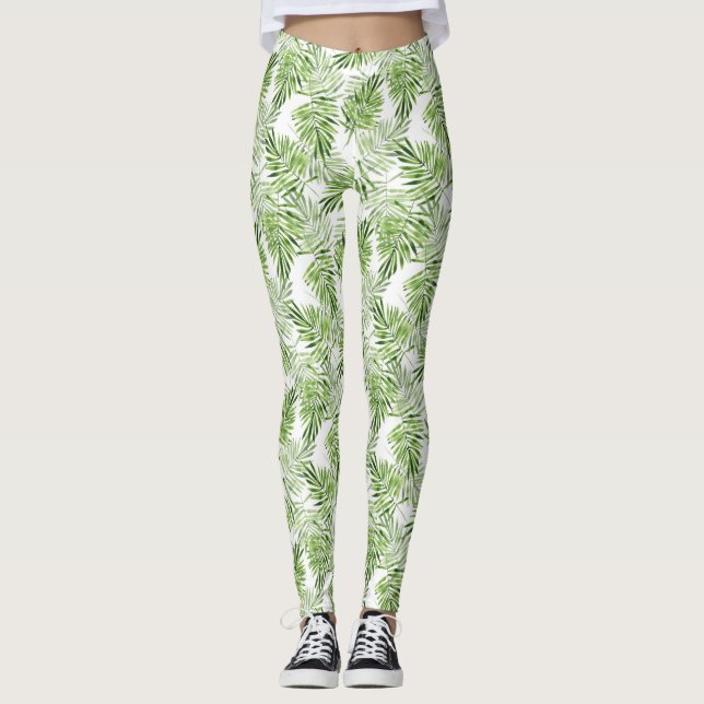 Grüne Palmen Blätter. Farbmuster Leggings (Vorderseite)