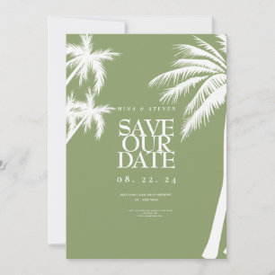 grüne Palmen tropische Hochzeit Save The Date