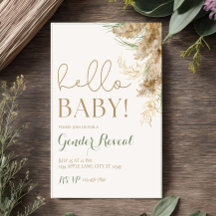Grüne Pampas Gender Reveal Einladung