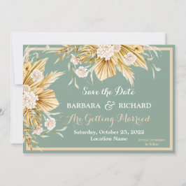 Grüne Pampas-Gras-Blumenzwiebeln Rett Datum Einladung