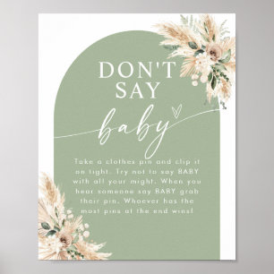 Grüne Pampas Grass Baby Dusche Poster