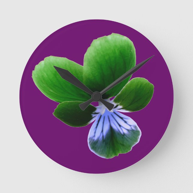 Grüne Pansy-Wall-Uhr Runde Wanduhr (Vorderseite)