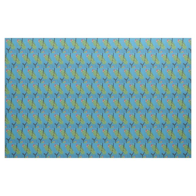 grüne Papageien auf blau Stoff (Yard (91,4 cm))