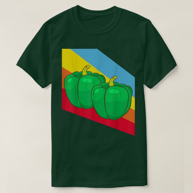 Grüne Paprika Gemüse Vegan Vegetarier T-Shirt (Design vorne)