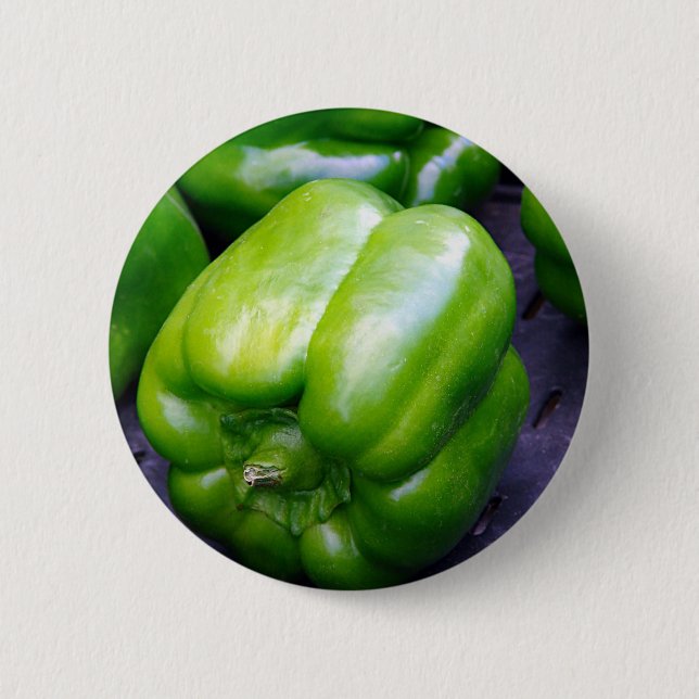 Grüne Paprikaschoten Button (Vorderseite)