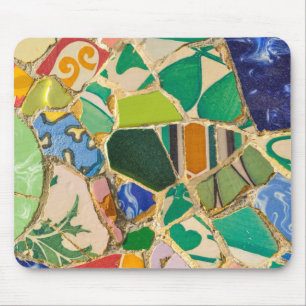 Grüne Parc Guell Fliesen in Barcelona Spanien Mousepad