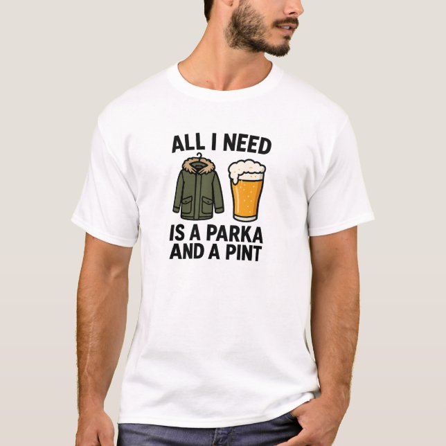 Grüne Parka-Bier-Britpop-Zitat-Design T-Shirt (Vorderseite)