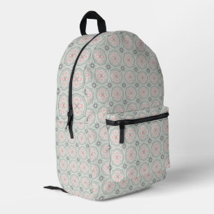 Grüne Pastell-Blumenfliesen Bedruckter Rucksack
