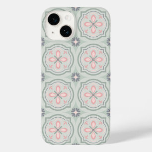 Grüne Pastell-Blumenfliesen Case-Mate iPhone 14 Hülle