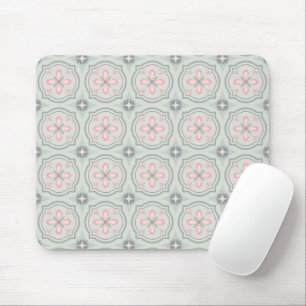 Grüne Pastell-Blumenfliesen Mousepad