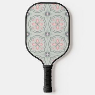 Grüne Pastell-Blumenfliesen Pickleball Schläger