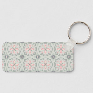 Grüne Pastell-Blumenfliesen Schlüsselanhänger