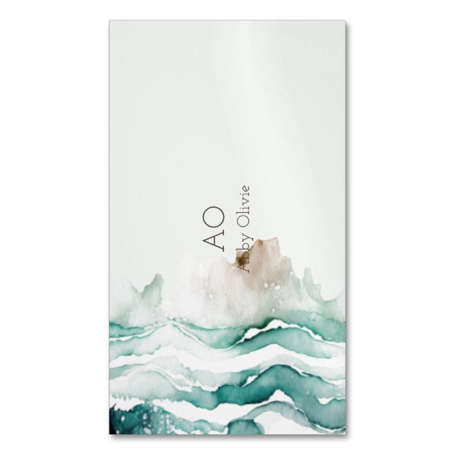 Grüne, pastellfarbene Aquarellfarbe Magnetische Visitenkarte (Vorderseite Vertikal)