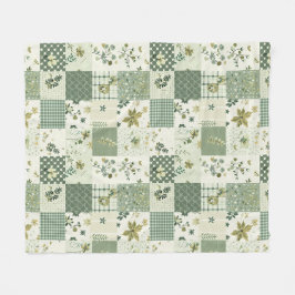 Grüne Patchwork-Quilt Gingham Cottagecore Blumenmu Fleecedecke